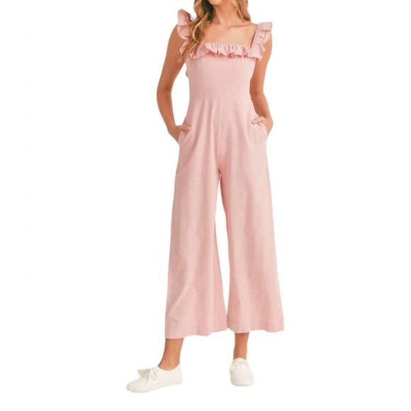 MABLE Sleeveless Knit Crop Jumpsuit with Pockets